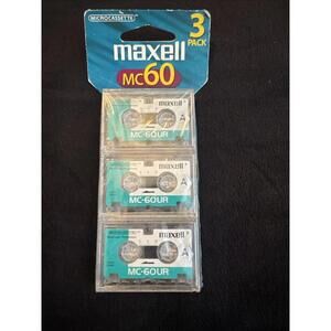 NEW UNOPENED Maxell MC-60 Microcassette Cassette Tapes‎ Pack of 3
